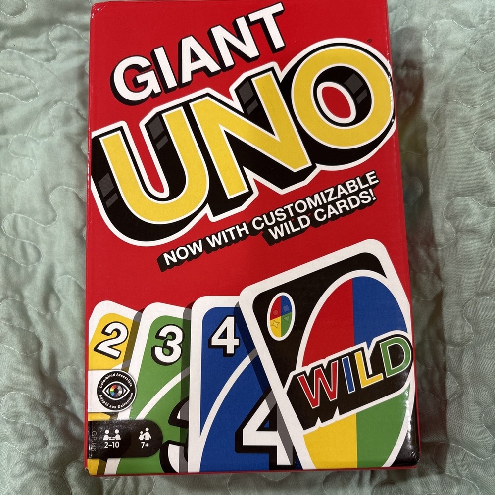Giant UNO Card Game for Kid, Adult & Families, Color Blind Accessible & Custo...